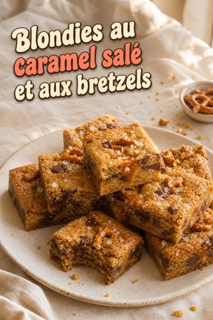 Blondies au caramel salé et aux pretzels