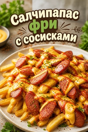 Салчипапас: хрустящий картофель фри с колбасой и сливочным соусом