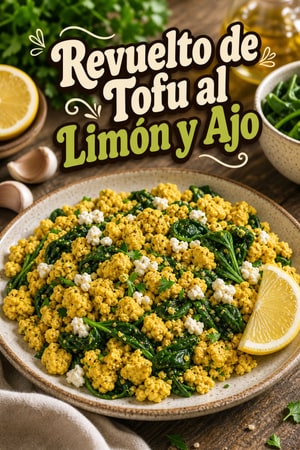 Revuelto de Tofu al Limón y Ajo con Espinacas Salteadas