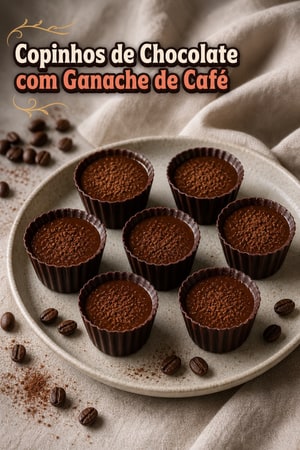 Taças de Chocolate Preto Mini com Ganache de Espresso