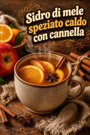 Sidro di mele speziato caldo con cannella e arancia