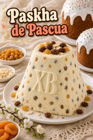Paskha rusa tradicional: postre de requesón y frutas