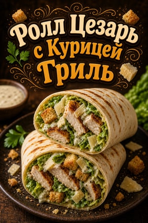 Классический ролл Цезарь с курицей-гриль и нежным соусом