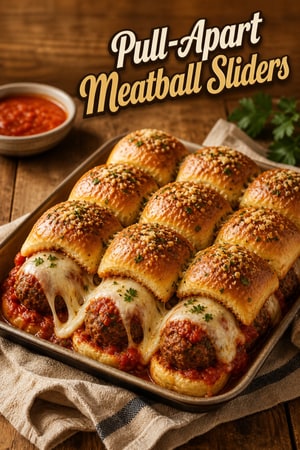 Pull-Apart Meatball Sliders with Marinara and Melted Cheese