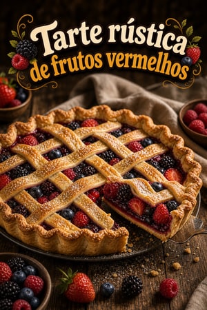 Tarte rústica de frutos vermelhos com crosta folhada e limão