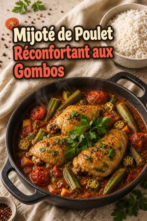 Mijoté de Poulet Réconfortant aux Gombos et Tomates Grillées