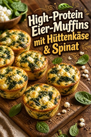 High-Protein Eier-Muffins mit Hüttenkäse & Spinat