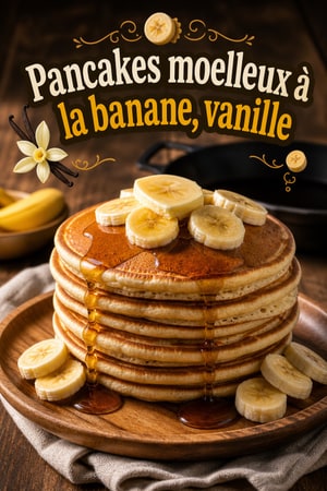 Pancakes moelleux à la banane, vanille et babeurre
