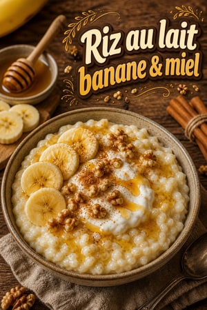 Riz au lait digeste à la banane, yaourt & miel, facile