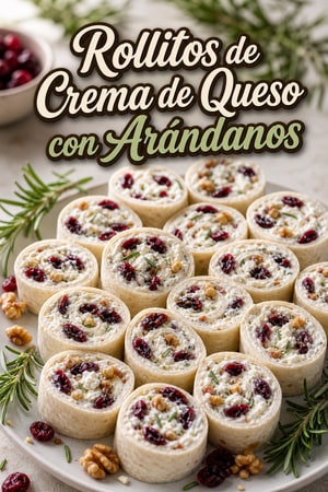 Rollitos de Crema de Queso con Arándanos Rojos y Queso Feta