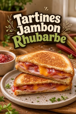 Tartines Chaudes Jambon et Confiture de Rhubarbe