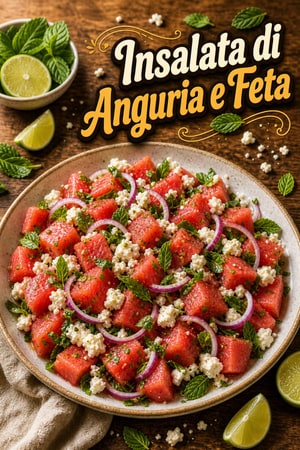 Insalata Rinfrescante di Anguria e Feta con Lime e Menta