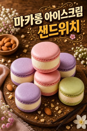 쫀득한 꼬끄와 시원한 조화, 수제 마카롱 아이스크림 샌드위치