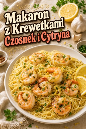 Makaron angel hair z krewetkami w sosie maślano-czosnkowym