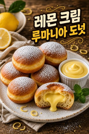 프렌치 기법으로 완성한 부드러운 루마니아 고고시 도넛과 상큼한 레몬 바닐라 크렘