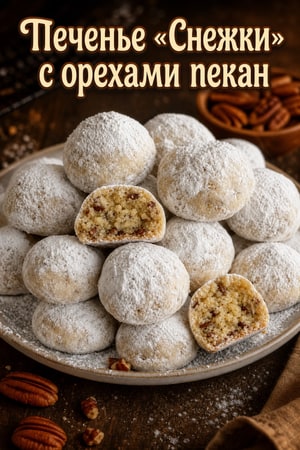 Масляное печенье с орехами пекан в сахарной пудре