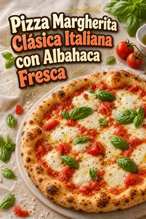 Pizza Margherita Clásica Italiana con Albahaca Fresca