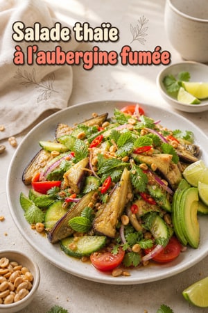 Salade thaïe de légumes et d'aubergine fumée