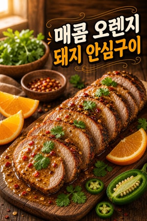 매콤상큼한 할라피뇨 오렌지 소스 돼지 안심 스테이크