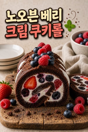 오븐 없이 만드는 베리 크림 쿠키롤 — 상큼하고 부드럽게 슬라이스되는 파티용 간단한 디저트 레시피