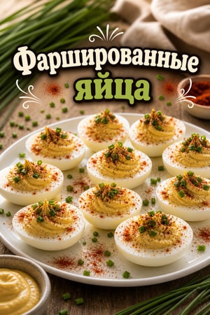 Кремовые фаршированные яйца с дижоном и шнитт-луком