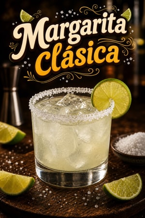 Margarita clásica con lima fresca y borde de sal perfecta