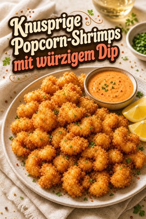 Knusprige goldbraune Popcorn-Shrimps mit würzigem Dip
