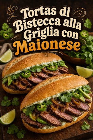 Tortas di Bistecca alla Griglia con Maionese al Cilantro e Limone