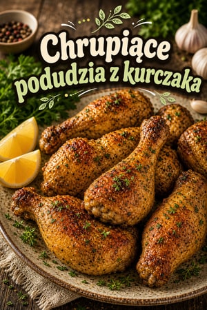 Chrupiące pieczone podudzia z kurczaka z czosnkiem i ziołami