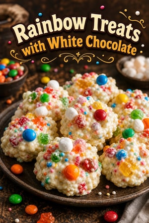 Rainbow Treats with Colorful Candy and White Chocolate