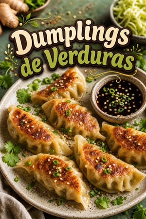 Dumplings de Verduras con Jengibre y Col y Salsa de Soja
