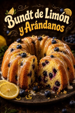 Elegante Bizcocho Bundt de Limón y Arándanos con Glaseado de Miel