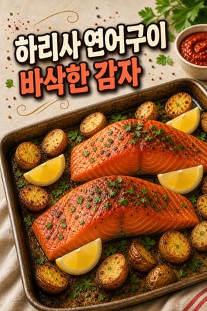 매콤한 하리사 소스 연어 구이와 바삭한 감자 오븐 요리