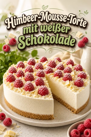 Himbeer-Weißschokoladen-Mousse-Torte mit Mürbeteigboden