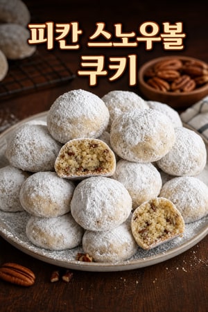 버터 피칸 스노우볼 쿠키 - 바닐라 슈가 코팅