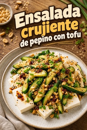Ensalada crujiente de pepino con tofu