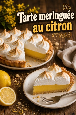 Tarte meringuée au citron classique, croûte beurrée