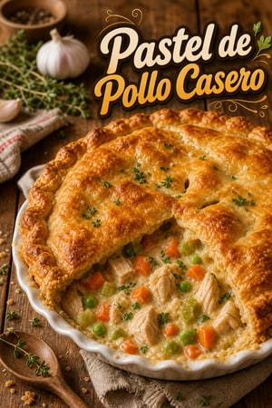 Pastel de Pollo Casero con Masa Crujiente y Hojaldrada