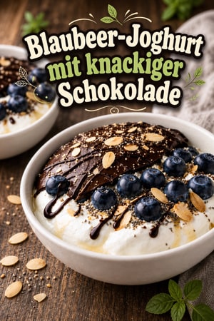 Blaubeer-Joghurt mit knuspriger Schokoglasur (Magic Shell)