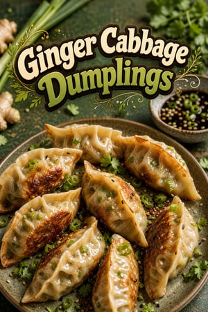 Ginger and Cabbage Vegetable Dumplings with Soy Dipping Sauce
