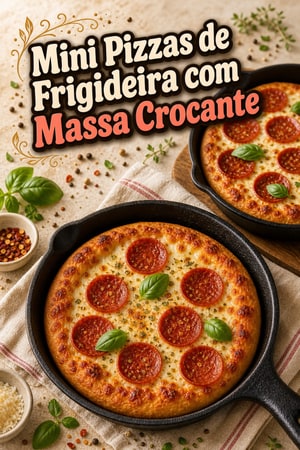 Mini Pizzas de Frigideira com Massa Crocante e Pepperoni