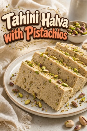 Silky Homemade Tahini Halva with Toasted Pistachios