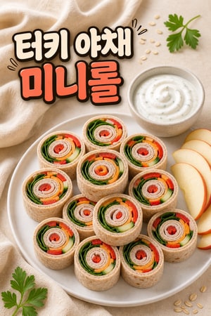 아이들용 미니 터키 야채 핀휠과 크리미 요거트 랜치, 학교도시락 추천 간편 준비로 균형 잡힌 한 끼