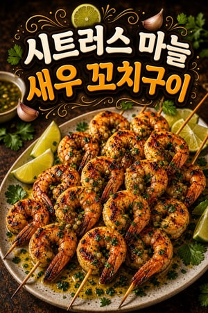 상큼한 시트러스 마늘 새우 꼬치 구이 레시피
