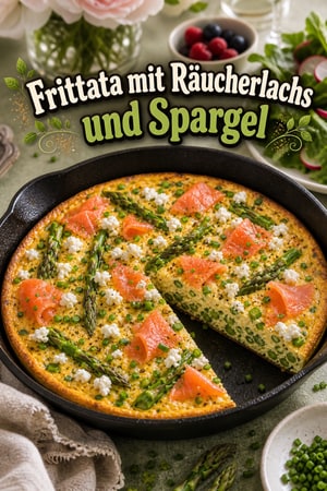 Frittata mit Räucherlachs, Spargel und Ziegenkäse