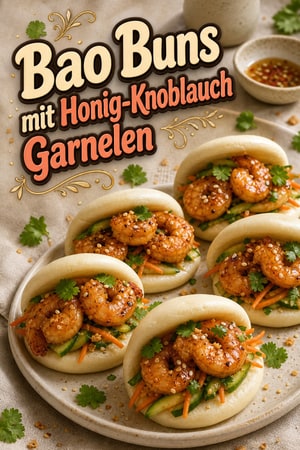 Knusprige Honig-Knoblauch-Garnelen Mini Bao Buns