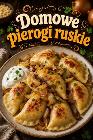 Domowe pierogi ruskie z ziemniakami, serem i cebulką