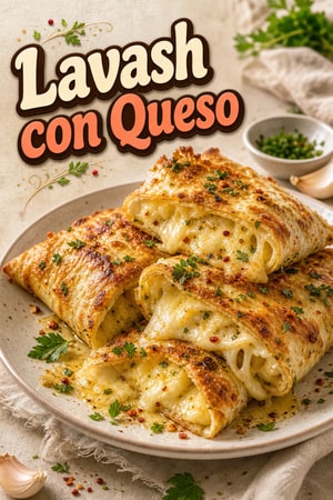 Lavash Crujiente con Relleno de Queso Fundido al Ajo