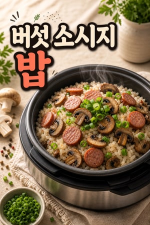 [전기밥솥 요리] 풍미 가득한 버섯 소시지 솥밥 레시피