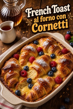 Sformato di French Toast con Cornetti al Burro e Glassa
